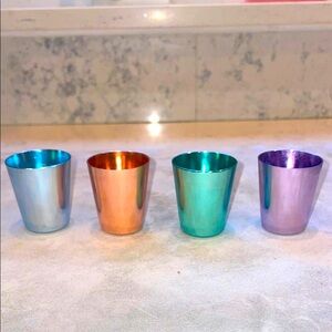 Vintage Emka Shot Glasses Set of 4 Anodized Aluminum Paletlan Made in Germany